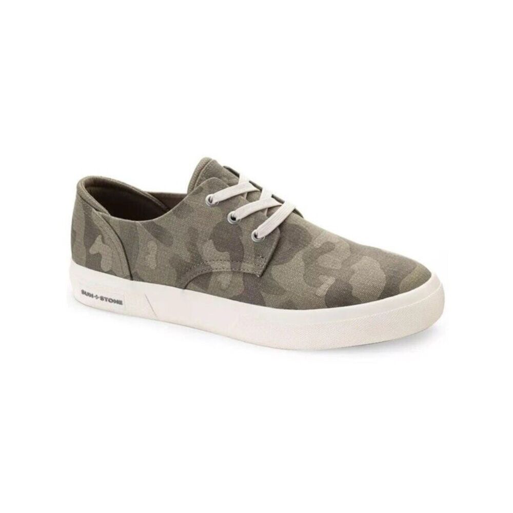SUN STONE Mens Green Metal Eyelits Kiva Round Toe Lace-Up Sneakers Shoes 11 M
